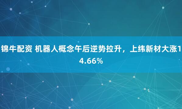锦牛配资 机器人概念午后逆势拉升，上纬新材大涨14.66%