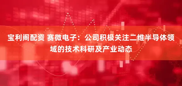 宝利阁配资 赛微电子：公司积极关注二维半导体领域的技术科研及产业动态
